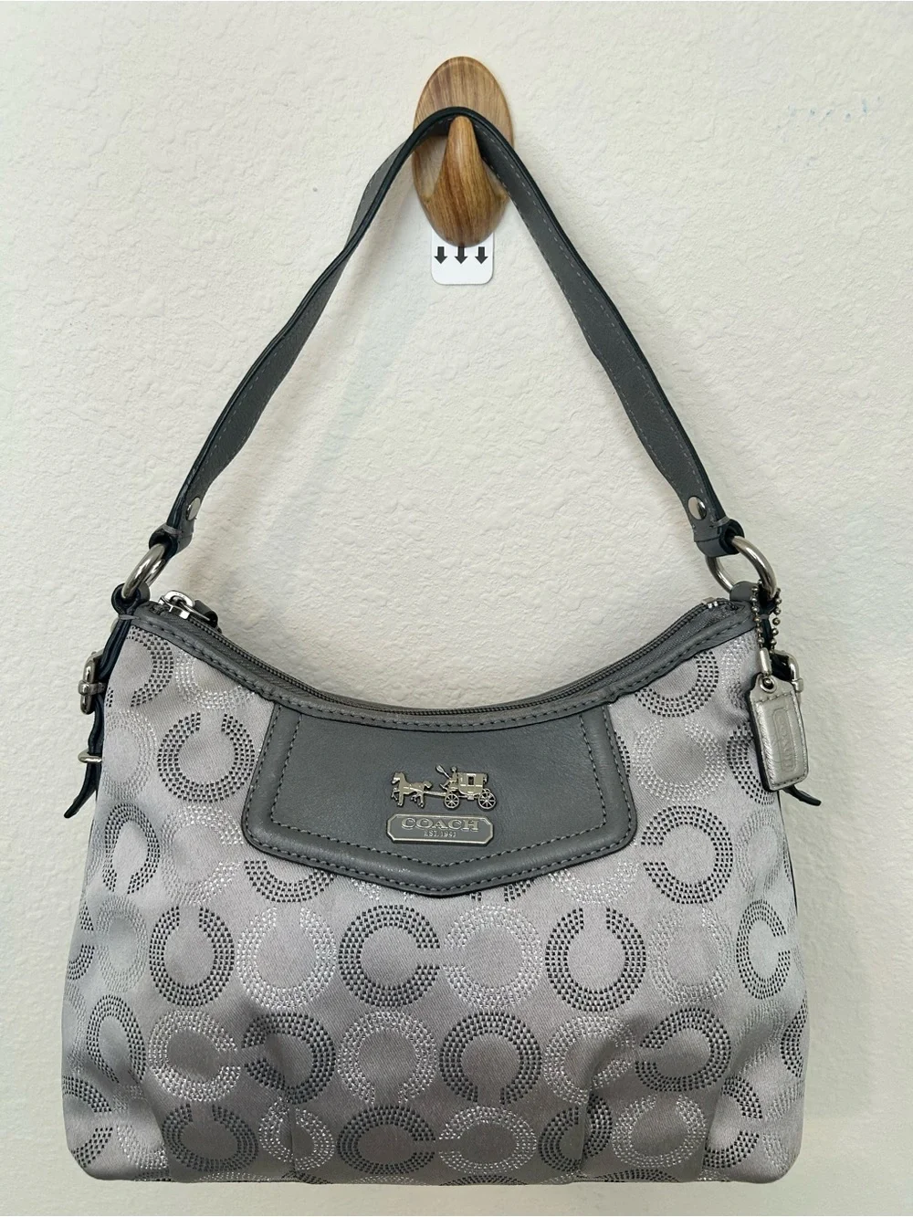 Coach Madison Dotted Op Art Gray G1082- 44379 Shoulder Bag Mini Hangtag Y2K